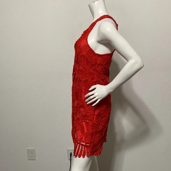 Lovers + Friends REVOLVE Caspian Red Lace Mini Dress Size M - Picture 4 of 7
